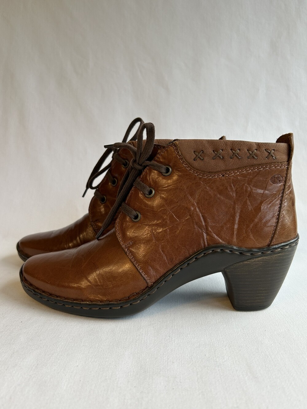 Josef Seibel Boots Womens Size US 6.5 Lace Up Leather Booties Ankle Heels